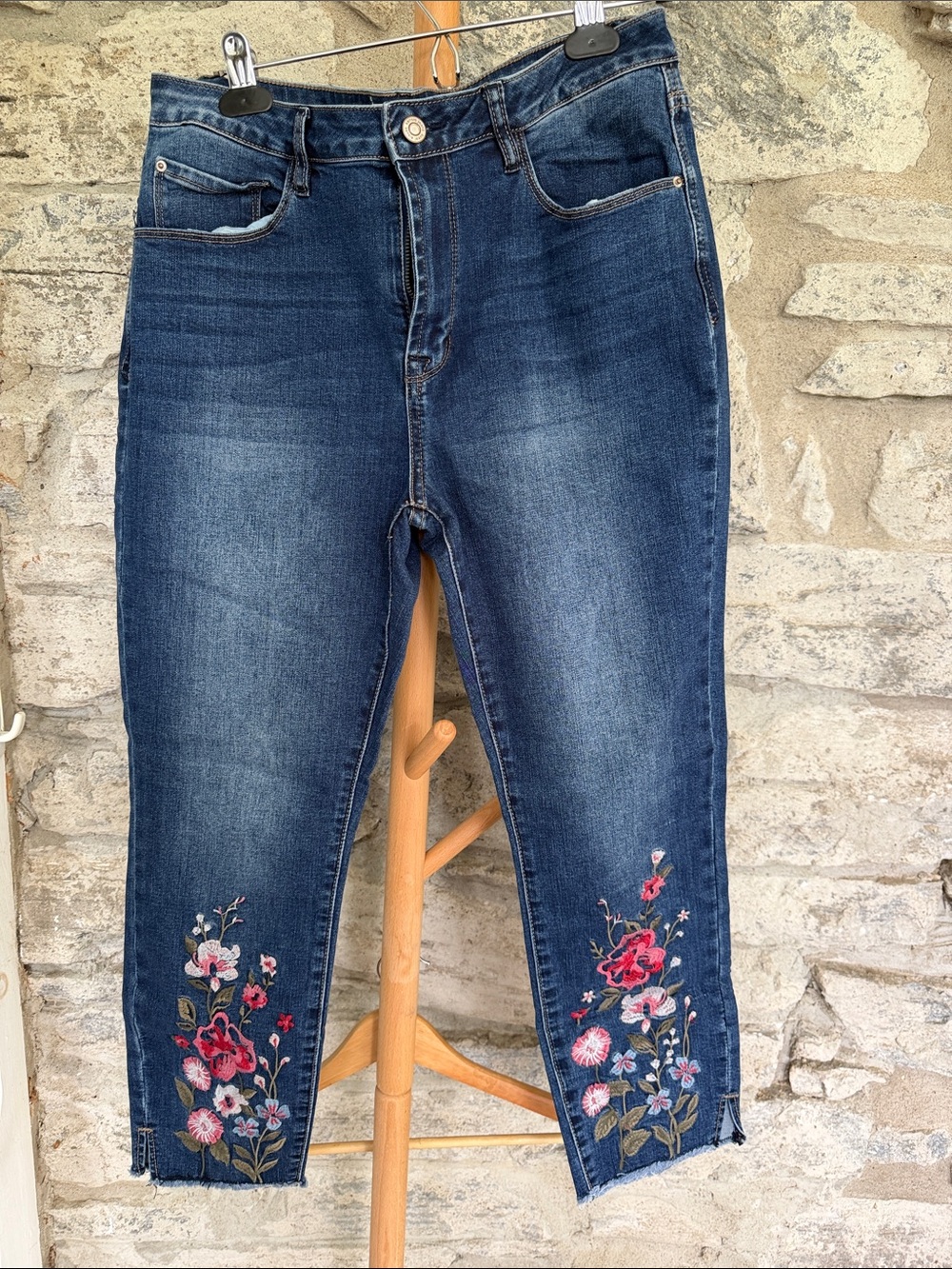 Embroidered Dark Blue Women’s Jeans